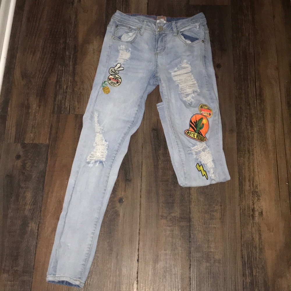 Gianni Bini patched skinny jeans